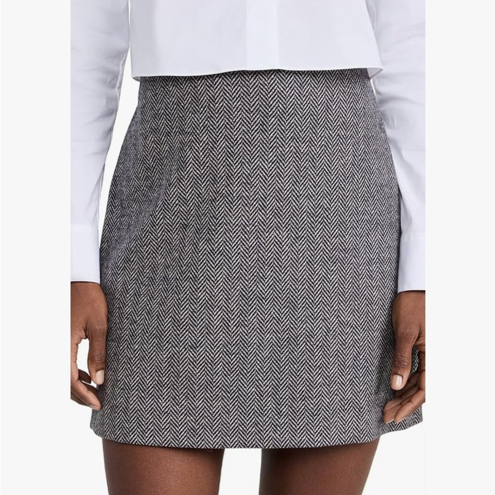 THEORY Herringbone High Waist Mini Skirt 00